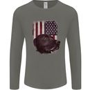 American Labrador USA Flag Dog Mens Long Sleeve T-Shirt Charcoal