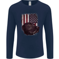 American Labrador USA Flag Dog Mens Long Sleeve T-Shirt Navy Blue