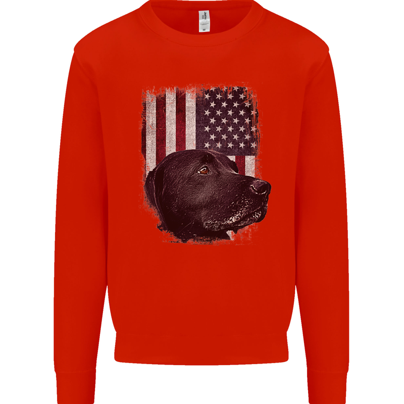 American Labrador USA Flag Dog Mens Sweatshirt Jumper Bright Red