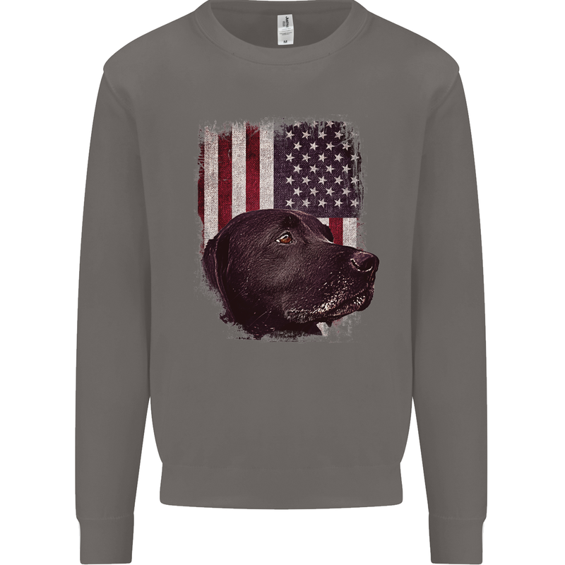 American Labrador USA Flag Dog Mens Sweatshirt Jumper Charcoal