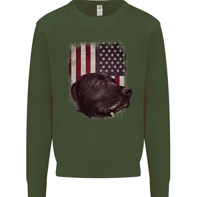 American Labrador USA Flag Dog Mens Sweatshirt Jumper Forest Green