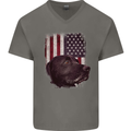 American Labrador USA Flag Dog Mens V-Neck Cotton T-Shirt Charcoal