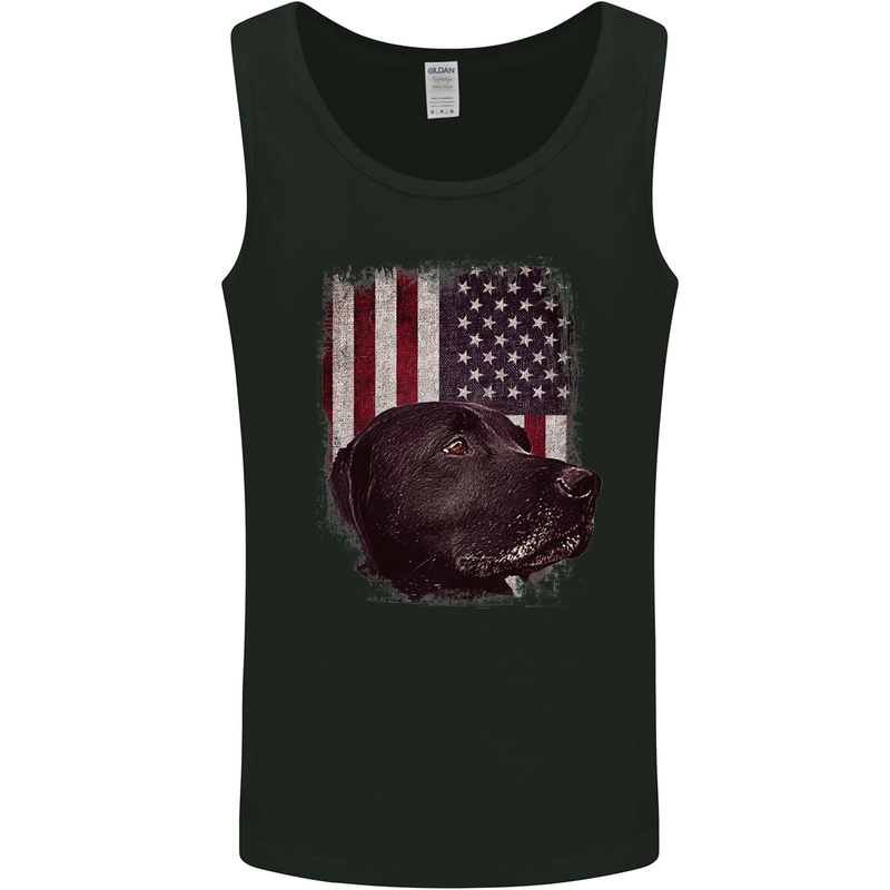 American Labrador USA Flag Dog Mens Vest Tank Top Black