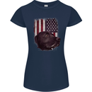 American Labrador USA Flag Dog Womens Petite Cut T-Shirt Navy Blue