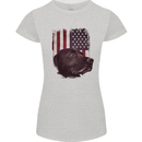 American Labrador USA Flag Dog Womens Petite Cut T-Shirt Sports Grey
