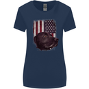 American Labrador USA Flag Dog Womens Wider Cut T-Shirt Navy Blue