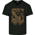 American Steel Motorbike Motorcycle Biker Mens V-Neck Cotton T-Shirt Black