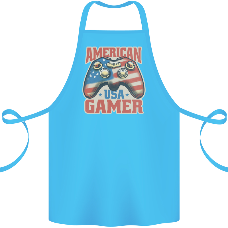 American USA Gamer Video Games Joypad Cotton Apron 100% Organic Turquoise
