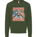 American USA Gamer Video Games Joypad Kids Sweatshirt Jumper Forest Green