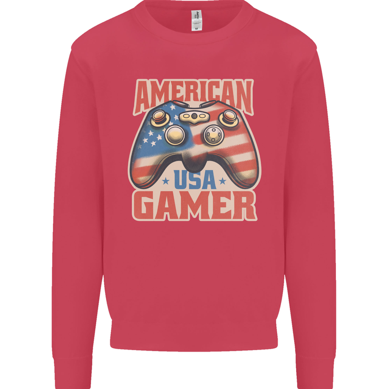 American USA Gamer Video Games Joypad Kids Sweatshirt Jumper Heliconia
