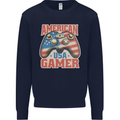 American USA Gamer Video Games Joypad Kids Sweatshirt Jumper Navy Blue