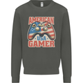 American USA Gamer Video Games Joypad Kids Sweatshirt Jumper Storm Grey