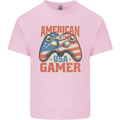 American USA Gamer Video Games Joypad Kids T-Shirt Childrens Light Pink