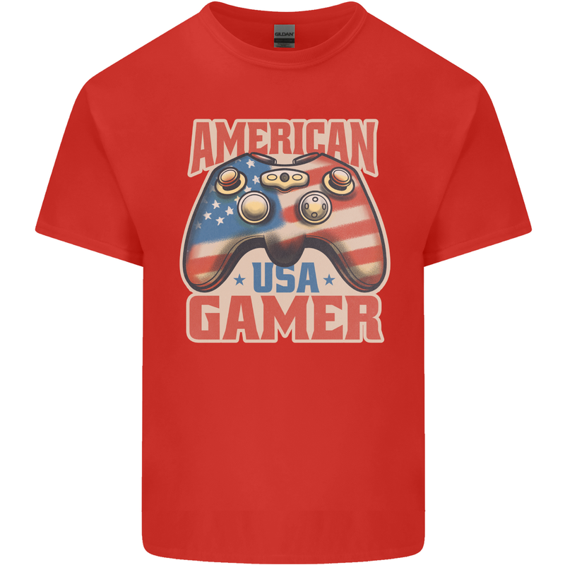 American USA Gamer Video Games Joypad Kids T-Shirt Childrens Red