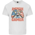 American USA Gamer Video Games Joypad Kids T-Shirt Childrens White