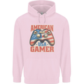 American USA Gamer Video Games Joypad Mens 80% Cotton Hoodie Light Pink