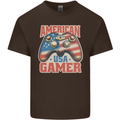 American USA Gamer Video Games Joypad Mens Cotton T-Shirt Tee Top Dark Chocolate