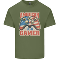 American USA Gamer Video Games Joypad Mens Cotton T-Shirt Tee Top Military Green