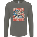 American USA Gamer Video Games Joypad Mens Long Sleeve T-Shirt Charcoal