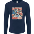 American USA Gamer Video Games Joypad Mens Long Sleeve T-Shirt Navy Blue