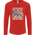 American USA Gamer Video Games Joypad Mens Long Sleeve T-Shirt Red