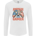 American USA Gamer Video Games Joypad Mens Long Sleeve T-Shirt White