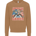 American USA Gamer Video Games Joypad Mens Sweatshirt Jumper Caramel Latte