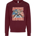 American USA Gamer Video Games Joypad Mens Sweatshirt Jumper Maroon