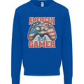 American USA Gamer Video Games Joypad Mens Sweatshirt Jumper Royal Blue