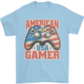 American USA Gamer Video Games Joypad Mens T-Shirt 100% Cotton Light Blue