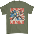 American USA Gamer Video Games Joypad Mens T-Shirt 100% Cotton Military Green