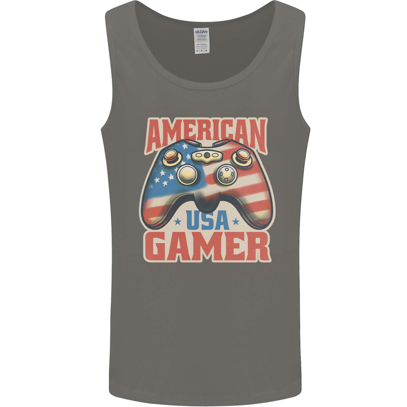 American USA Gamer Video Games Joypad Mens Vest Tank Top Charcoal