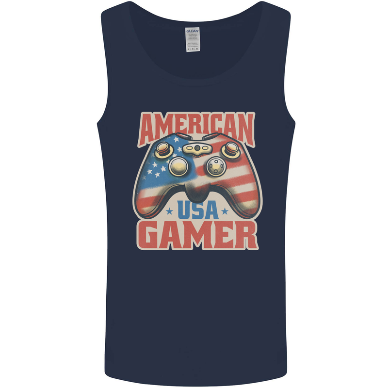 American USA Gamer Video Games Joypad Mens Vest Tank Top Navy Blue