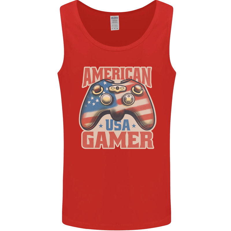 American USA Gamer Video Games Joypad Mens Vest Tank Top Red
