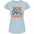 American USA Gamer Video Games Joypad Womens Petite Cut T-Shirt Light Blue