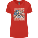 American USA Gamer Video Games Joypad Womens Wider Cut T-Shirt Red