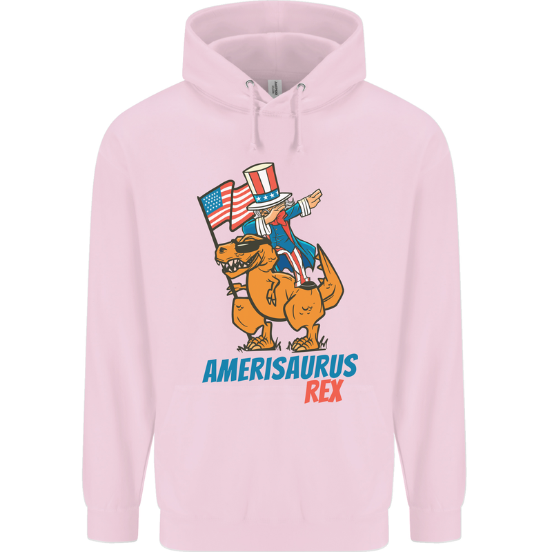 Amerisaurus T-Rex Dabbing Uncle Sam USA Childrens Kids Hoodie Light Pink