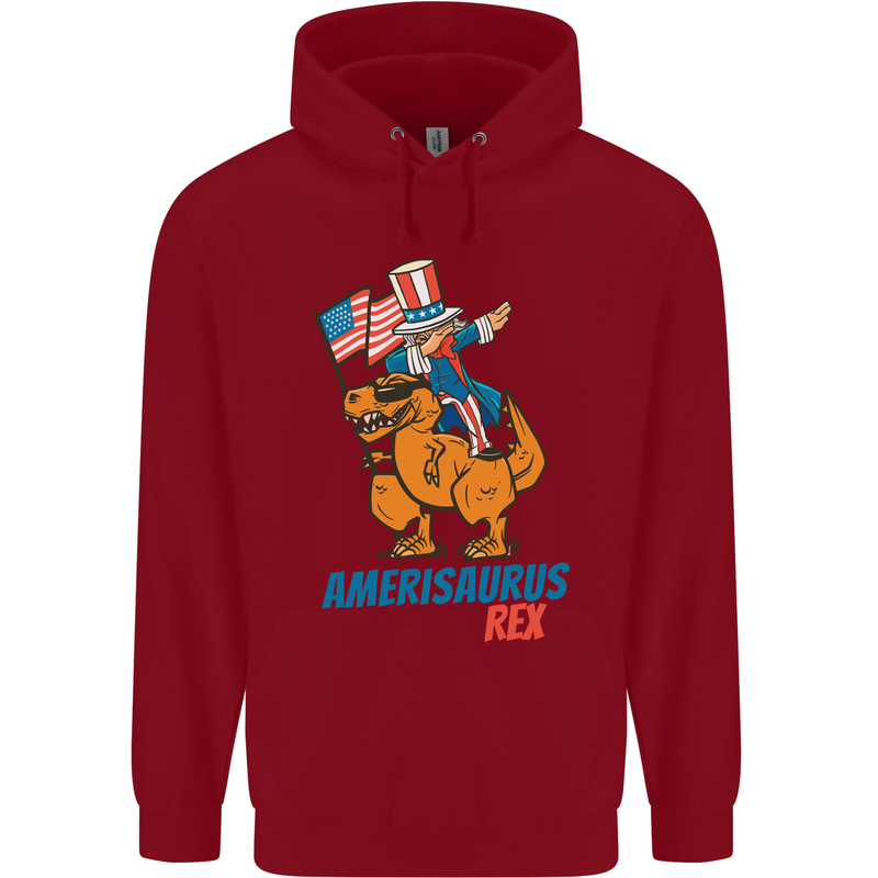 Amerisaurus T-Rex Dabbing Uncle Sam USA Childrens Kids Hoodie Red