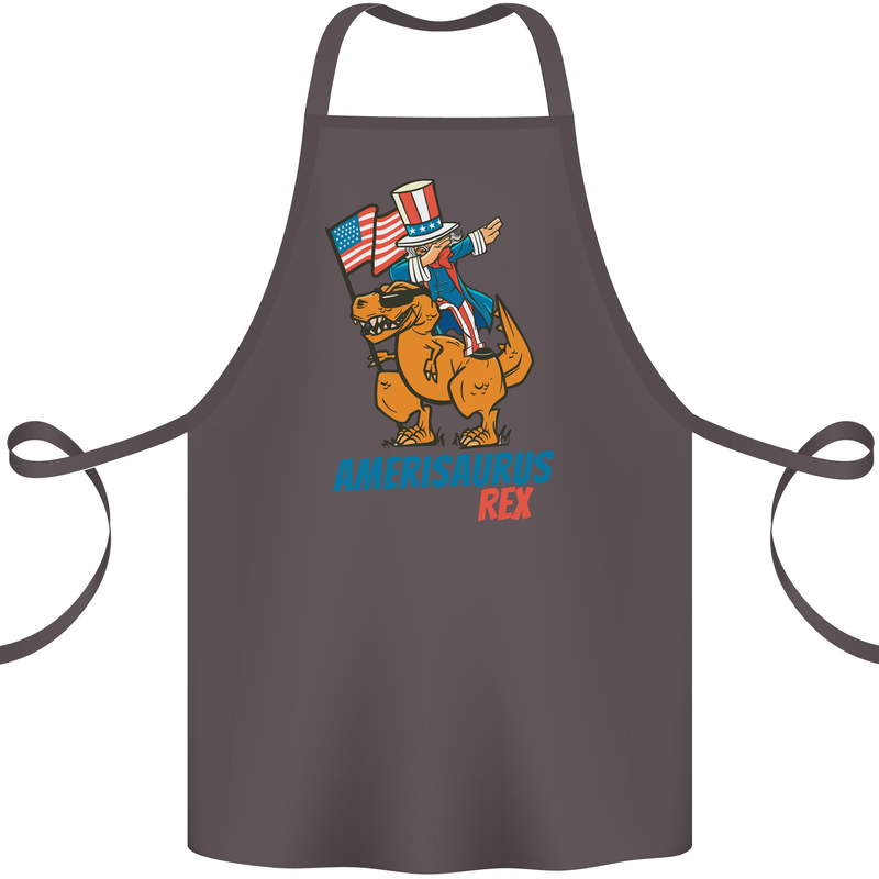Amerisaurus T-Rex Dabbing Uncle Sam USA Cotton Apron 100% Organic Dark Grey