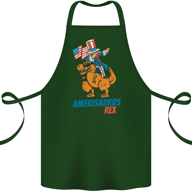 Amerisaurus T-Rex Dabbing Uncle Sam USA Cotton Apron 100% Organic Forest Green