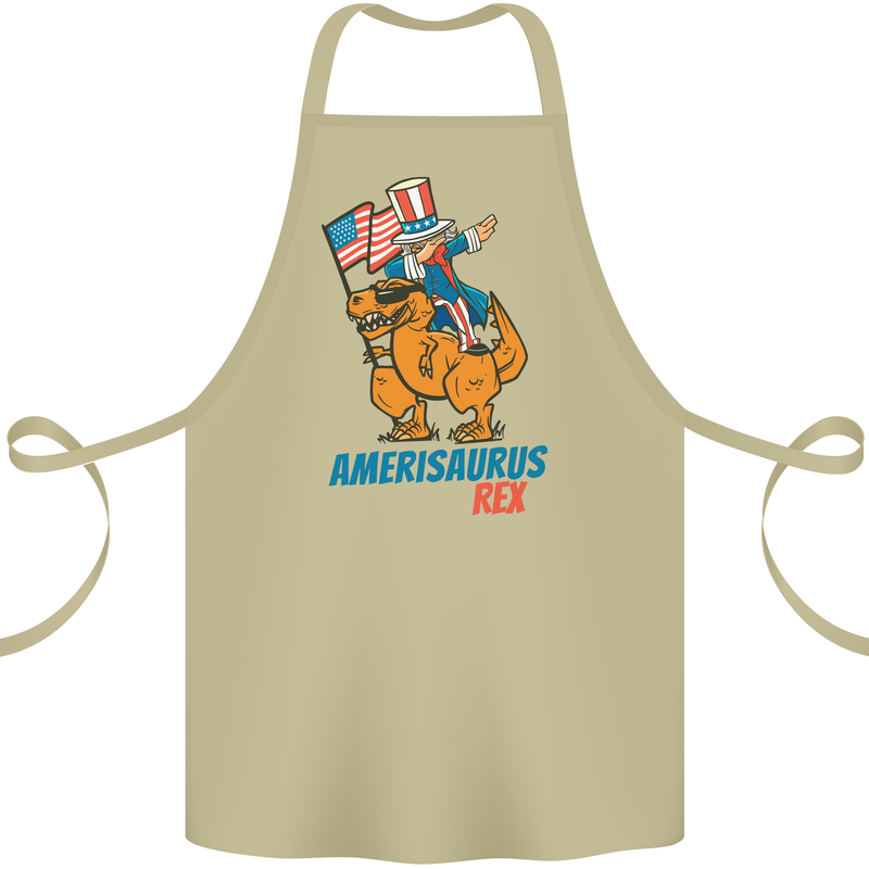 Amerisaurus T-Rex Dabbing Uncle Sam USA Cotton Apron 100% Organic Khaki