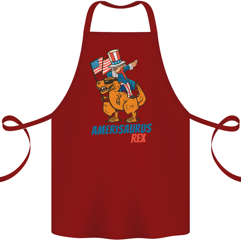 Amerisaurus T-Rex Dabbing Uncle Sam USA Cotton Apron 100% Organic Maroon
