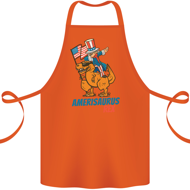 Amerisaurus T-Rex Dabbing Uncle Sam USA Cotton Apron 100% Organic Orange