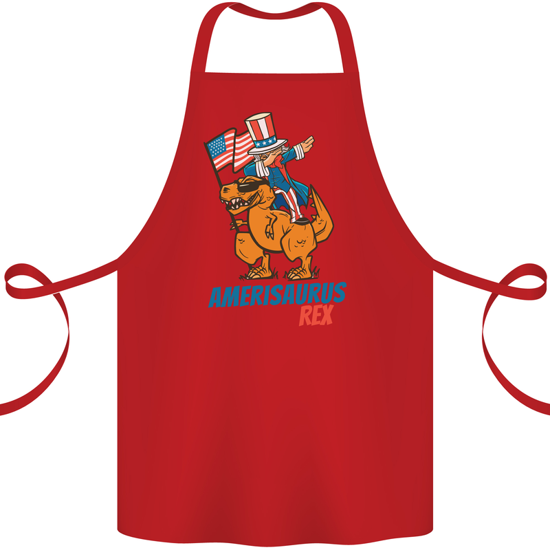 Amerisaurus T-Rex Dabbing Uncle Sam USA Cotton Apron 100% Organic Red