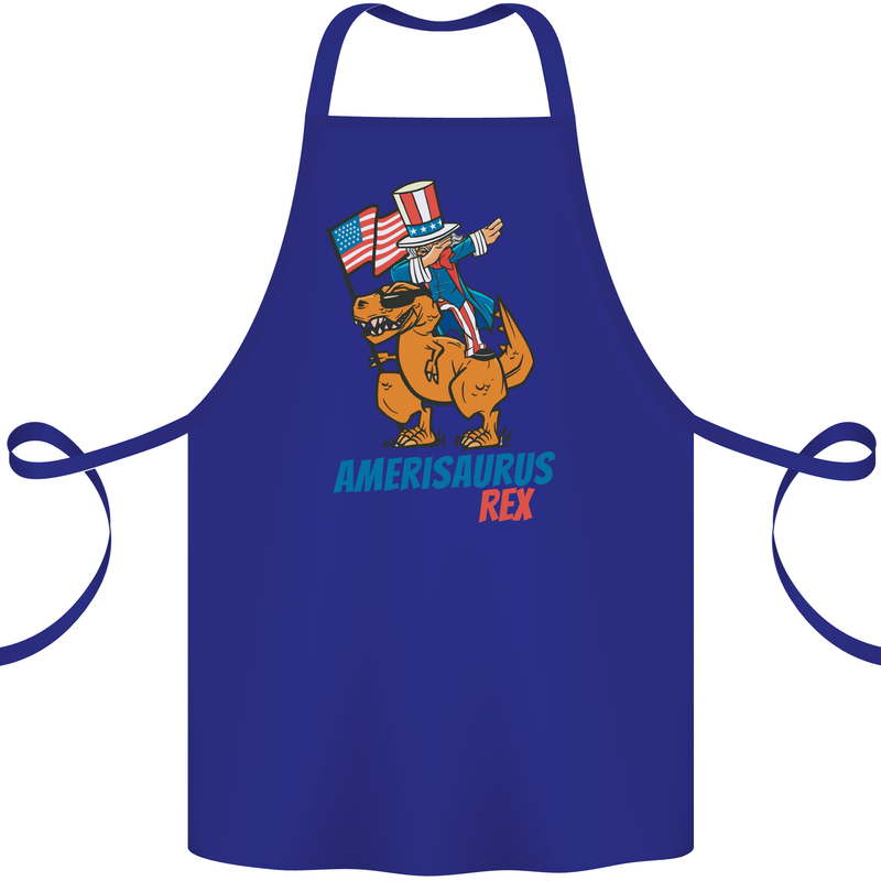 Amerisaurus T-Rex Dabbing Uncle Sam USA Cotton Apron 100% Organic Royal Blue