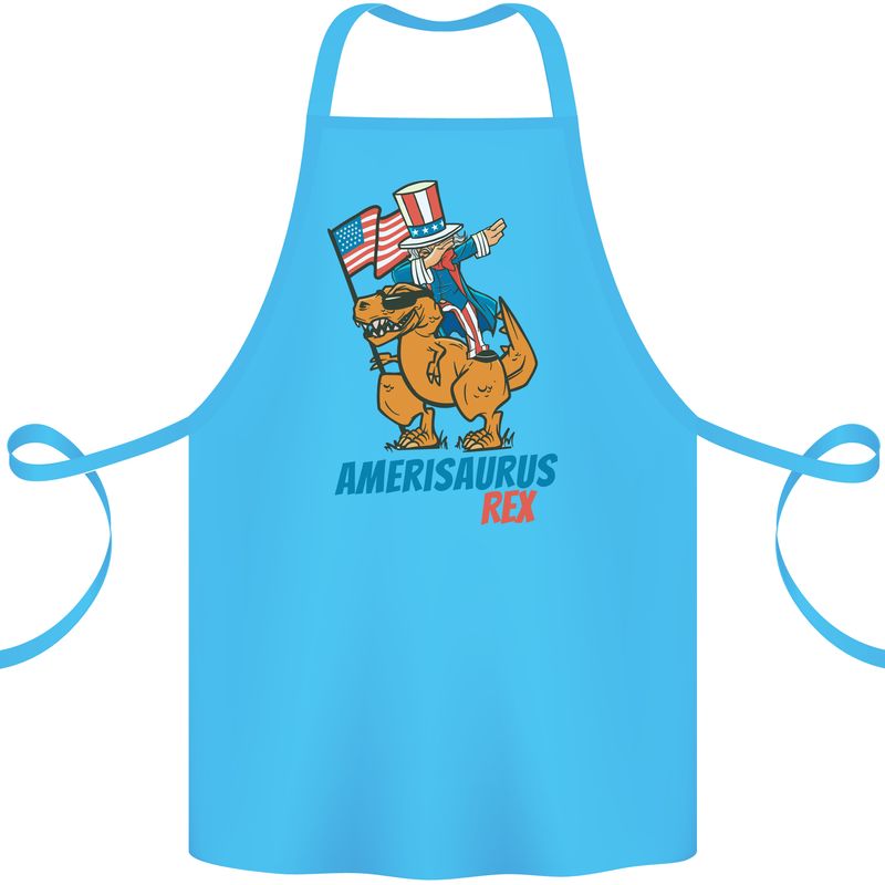Amerisaurus T-Rex Dabbing Uncle Sam USA Cotton Apron 100% Organic Turquoise