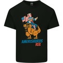 Amerisaurus T-Rex Dabbing Uncle Sam USA Kids T-Shirt Childrens Black