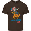 Amerisaurus T-Rex Dabbing Uncle Sam USA Kids T-Shirt Childrens Chocolate