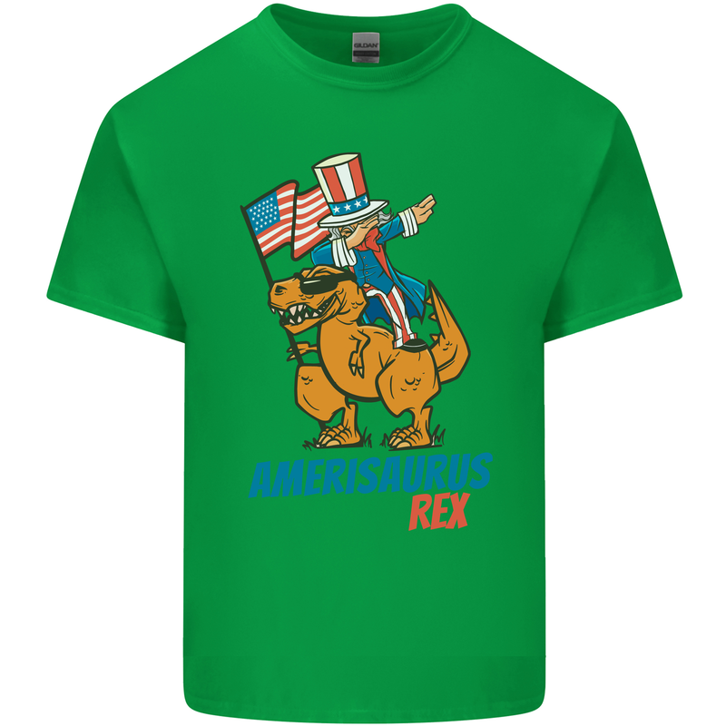 Amerisaurus T-Rex Dabbing Uncle Sam USA Kids T-Shirt Childrens Irish Green