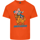 Amerisaurus T-Rex Dabbing Uncle Sam USA Kids T-Shirt Childrens Orange